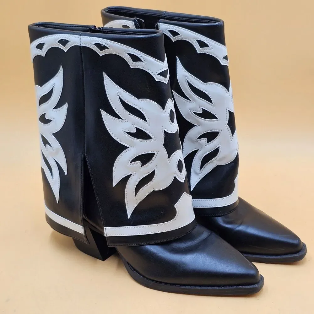 I.N.C. International Concepts Women's Black Jadiza Fold-Over Boots Shoe Size 8M